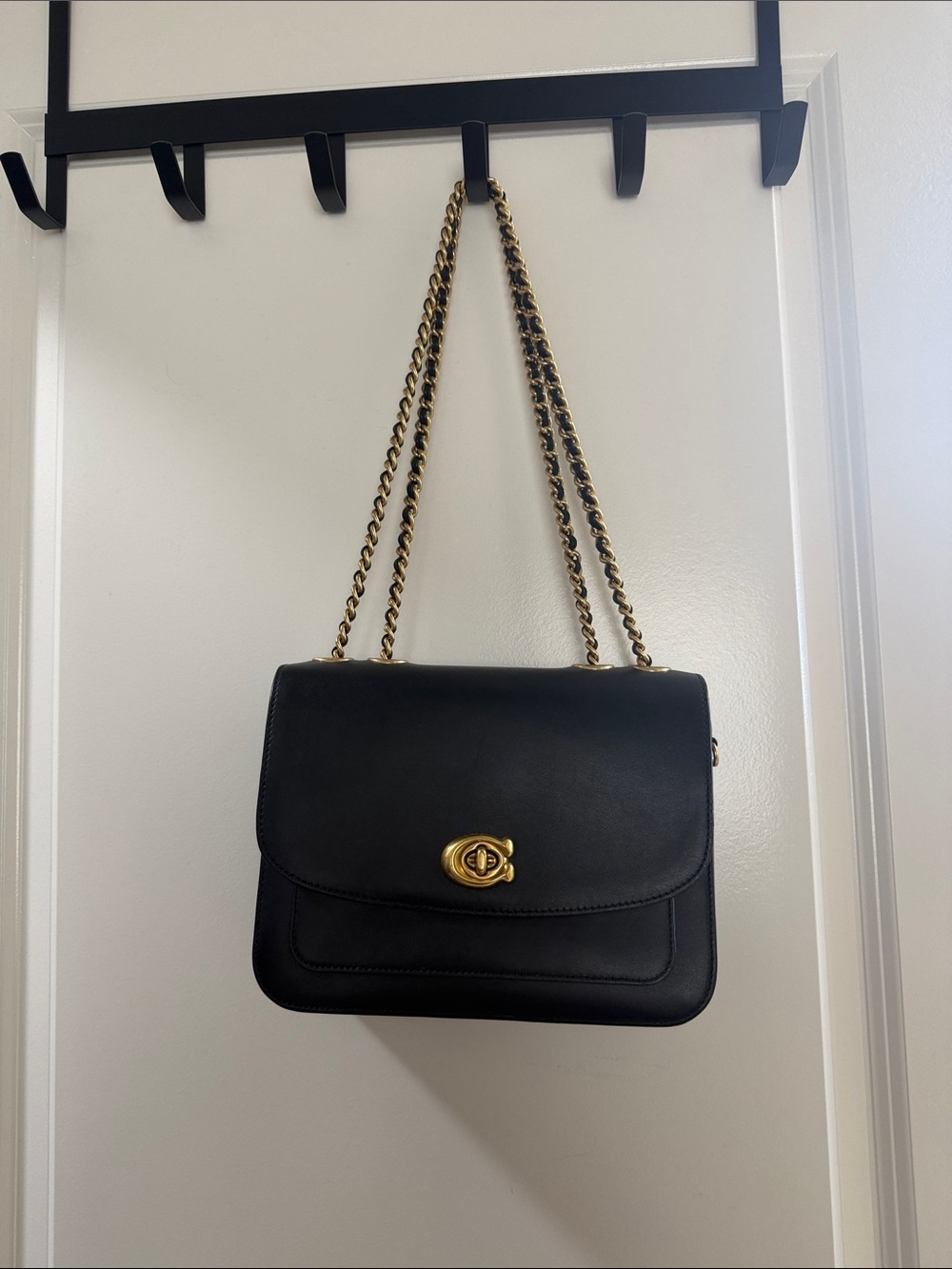Coach Madison Style Turnlock Shoulder Bag with Gold Chain Strap